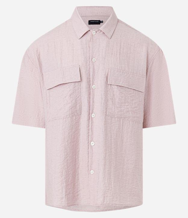 Camisa em Tricoline com Textura e Bolso Cargo - 1