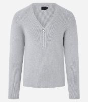 Suéter em Algodão com Gola em V Zíper e Manga Raglan - 1