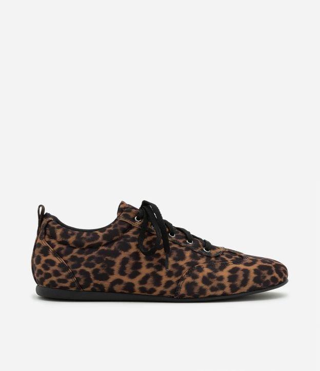 Tênis Chuteira em PU Sola Flat Animal Print - 1