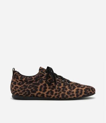 Tênis Chuteira em PU Sola Flat Animal Print