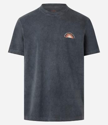 Camiseta Comfort em Algodão Efeito Estonado com Estampa Por do Sol na Praia