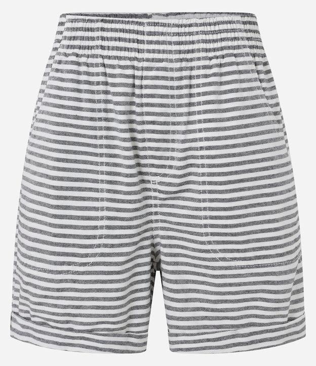 Short Runner em Sarja com Listras em Fio Tinto e Barra Dobrada - 1