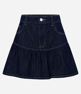 Saia Curta em Jeans com Babados na Barra