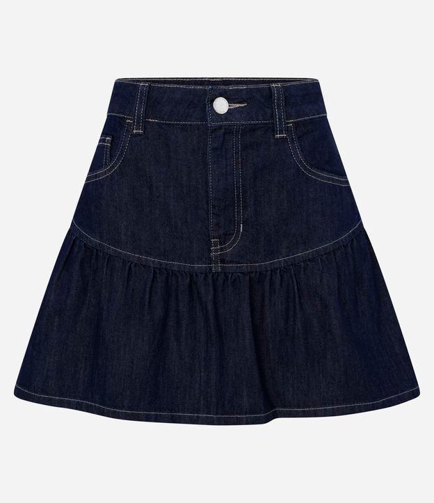 Saia Curta em Jeans com Babados na Barra - 1