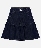 Saia Curta em Jeans com Babados na Barra - 1
