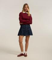 Saia Curta em Jeans com Babados na Barra - 3