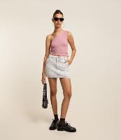 Saia Curta em Jeans com Bolso Faca - 1