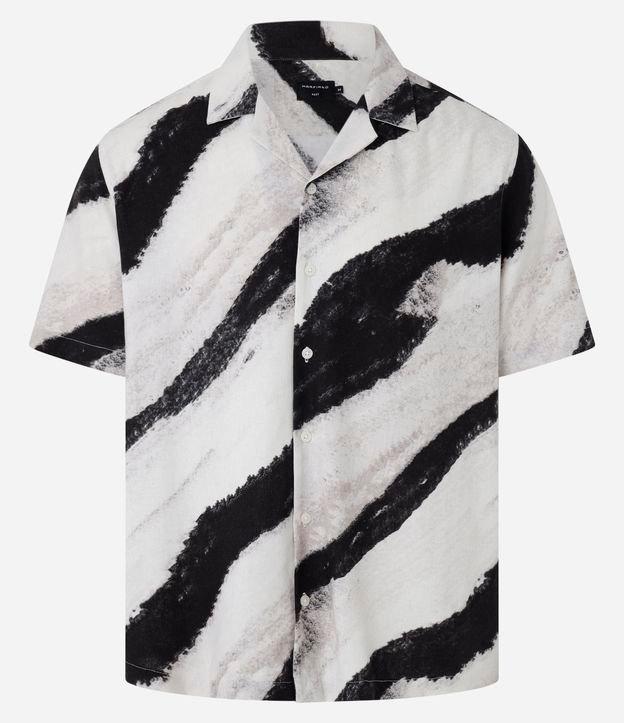 Camisa Boxy em Viscolinho com Textura e Estampa Abstrata - 1