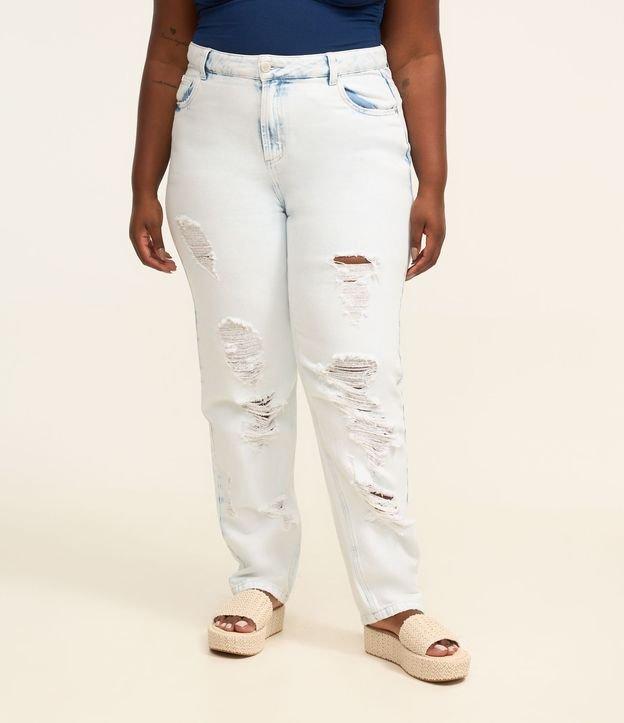 Calça Reta em Jeans com Rasgos na Perna Curve & Plus Size - 2