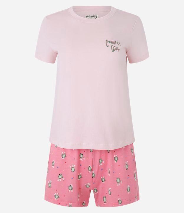 Pijama Short Doll Manga Curta com Estampa de Sapo - 1