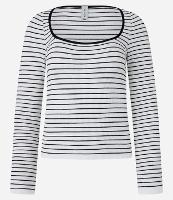 Blusa Texturizada e Listrada em Seamless com Fenda no Punho - 1
