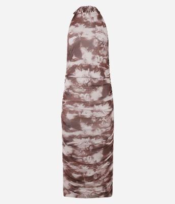 Vestido Midi em Tule Frente Única Drapeado