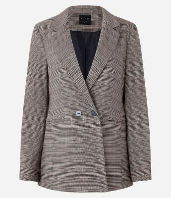 Blazer Regular Alongado em Alfaiataria Xadrez