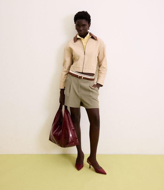 Short em Alfaiataria Xadrez com Bolsinhos Embutidos - 3