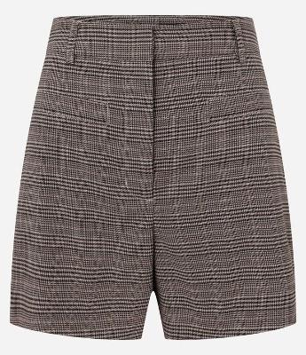 Short em Alfaiataria Xadrez com Bolsinhos Embutidos