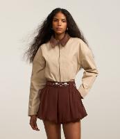 Jaqueta Regular em Sarja com Gola Contrastante e Bolsos - 2