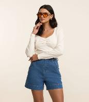 Blusa em Algodão com Franzido no Decote - 1