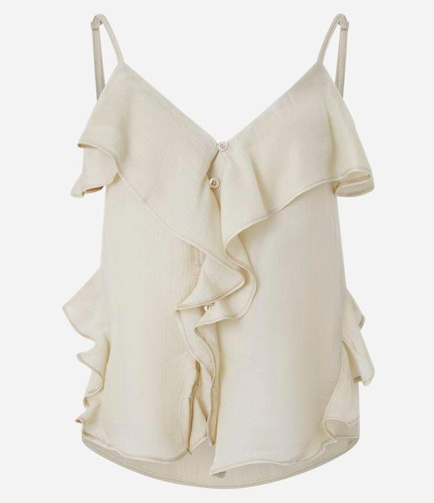 Blusa em Viscose com Babadinhos Sobrepostos e Abotoamento - 1