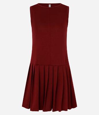 Vestido Curto Godê em Ponto Roma com Saia de Pregas