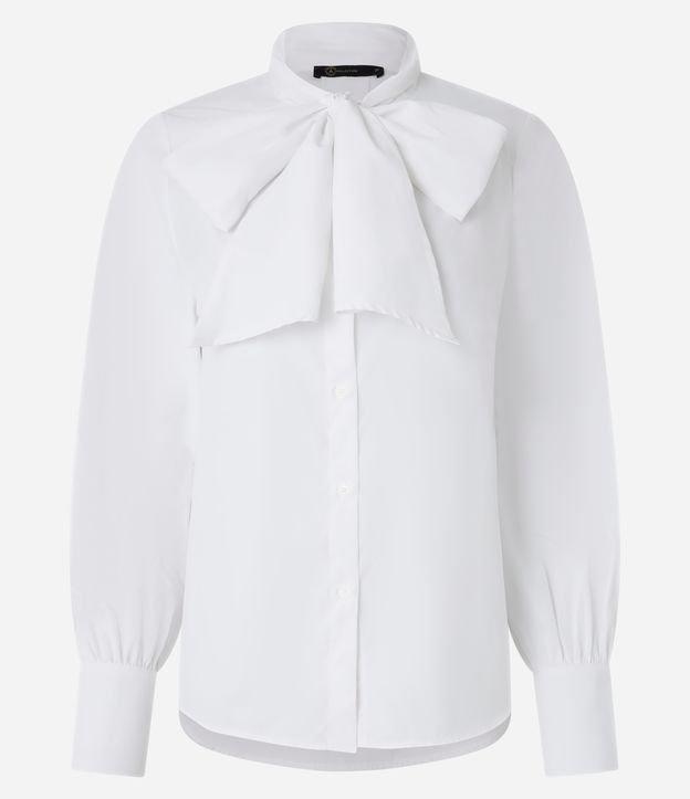 Camisa em Tricoline com Gola Laço e Punho Largo - 1