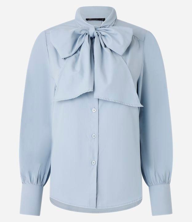 Camisa em Tricoline com Gola Laço e Punho Largo - 1