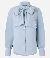 Camisa em Tricoline com Gola Laço e Punho Largo - 1