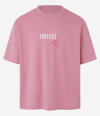 Camiseta Boxy em Algodão com Estampa Nirvana