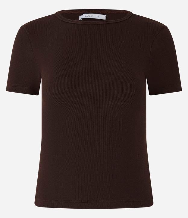 Blusa Básica Ajustada em Ribana com Gola Redonda - 1