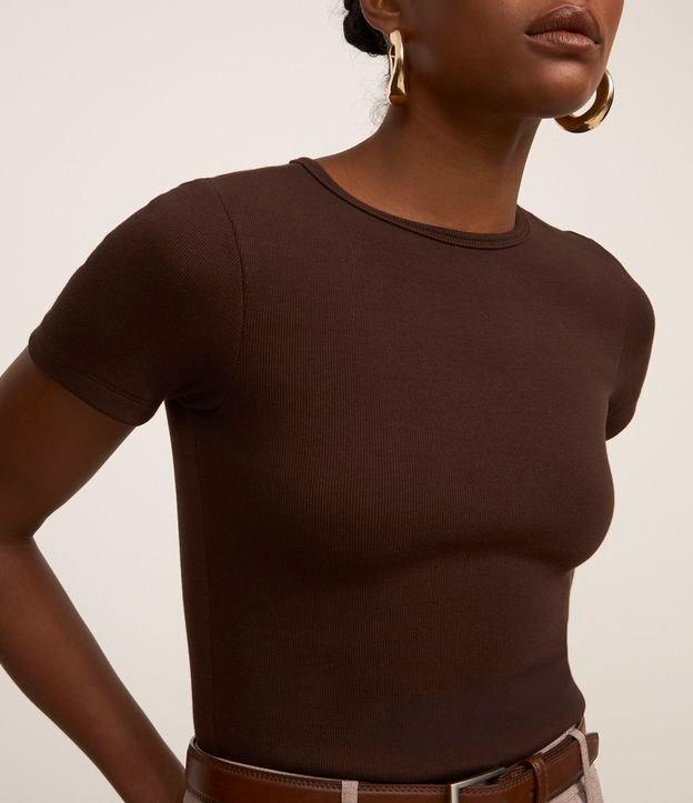 Blusa Básica Ajustada em Ribana com Gola Redonda - 2