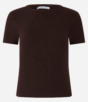 Blusa Básica Ajustada em Ribana com Gola Redonda