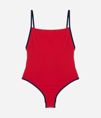 Maiô de Alcinha em Microfibra com Viés Contrastante