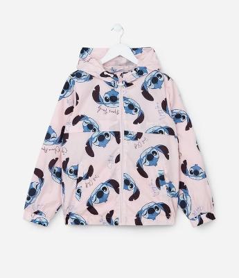 Jaqueta Corta-Vento Infantil com Estampa do Stitch - Tam 5 a 14 Anos