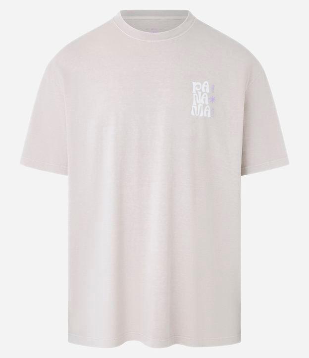 Camiseta Relaxed em Algodão Estonado com Ícones de Praia - 1