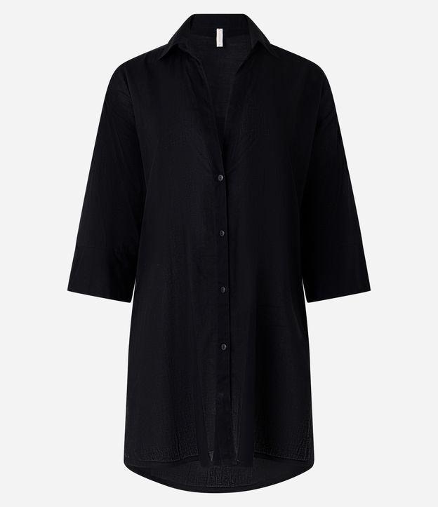 Saída de Praia Bata Chemise em Voal com Botões - 2