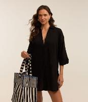 Saída de Praia Bata Chemise em Voal com Botões - 3