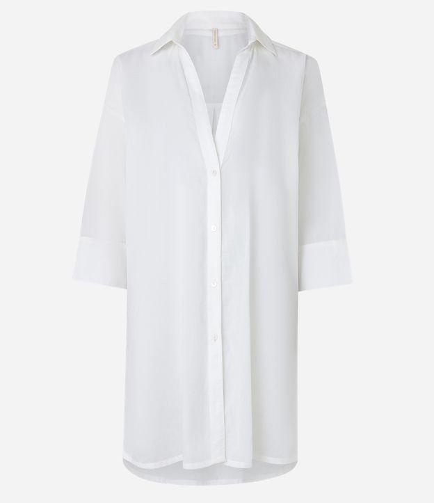 Saída de Praia Bata Chemise em Voal com Botões - 2