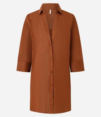 Saída de Praia Bata Chemise em Voal com Botões