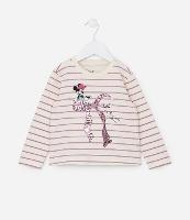 Camiseta Infantil com Estampa de Listras e Minnie - Tam 2 a 6 Anos - 1