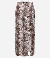 Saia Midi Acetinada com Estampa Animal Print Cobra - 1