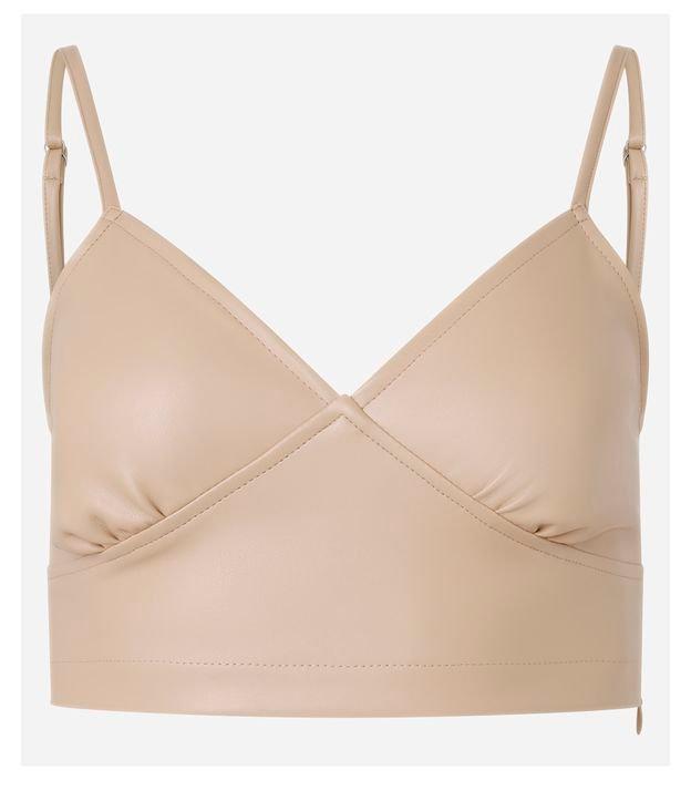 Blusa Cropped em Pu com Franzidinhos no Busto - 1