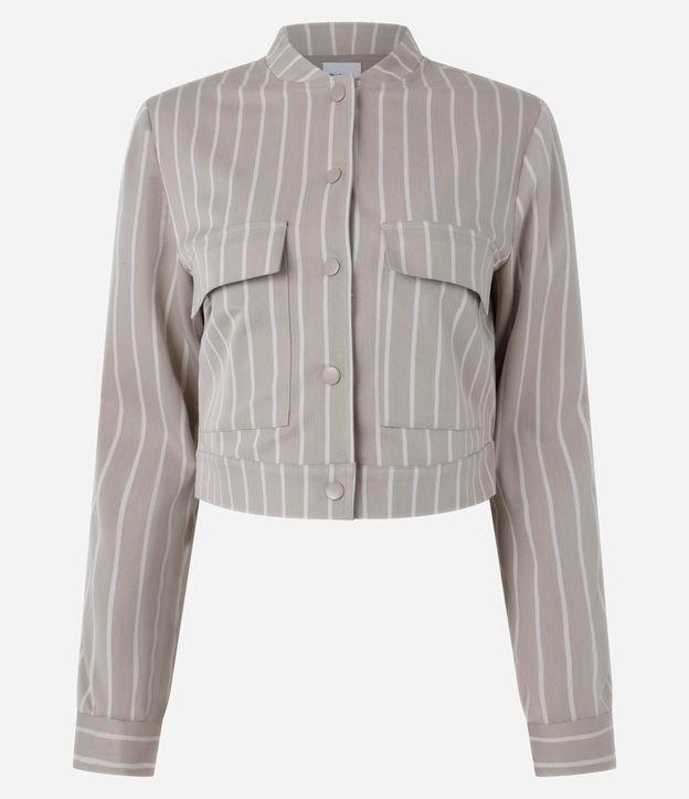 Jaqueta Bomber em Alfaiataria com Listras e Botões - 1