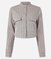 Jaqueta Bomber em Alfaiataria com Listras e Botões - 1