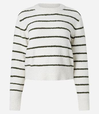 Blusa em Tricô Listrado com Pelinhos