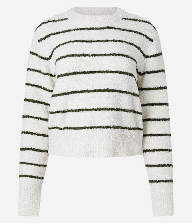 Blusa em Tricô Listrado com Pelinhos - 1