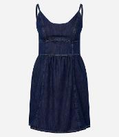 Vestido Curto em Jeans com Alcinha e Recorte no Busto - 1