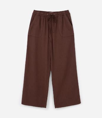 Calça Pantalona em Sarja Leve e Amarração Curve & Plus Size