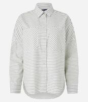 Camisa Alongada em Jeans com Listras Variadas e Bolsos - 1