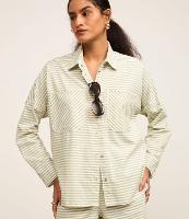 Camisa Alongada em Jeans com Listras Variadas e Bolsos - 2