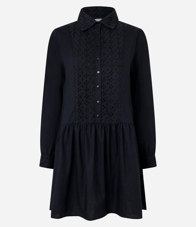 Vestido Curto em Tricoline com Detalhamento de Laise Frontal - 1