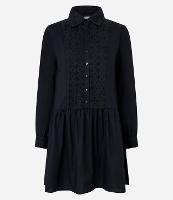 Vestido Curto em Tricoline com Detalhamento de Laise Frontal - 1